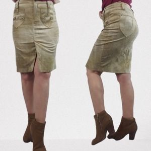 Jean Paul Tan Corduroy Pencil Skirt